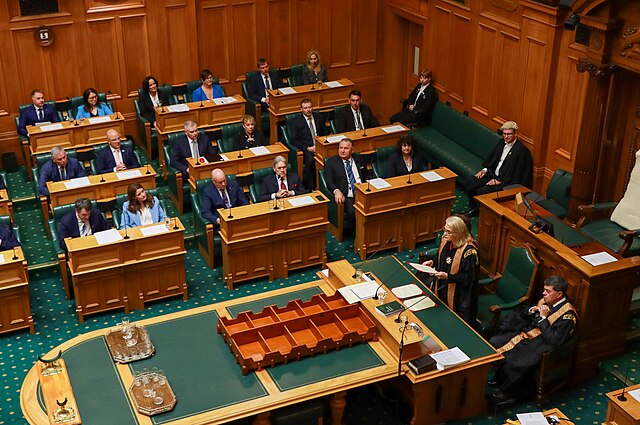 shot of national and nz first mps at opening of 54th parliament