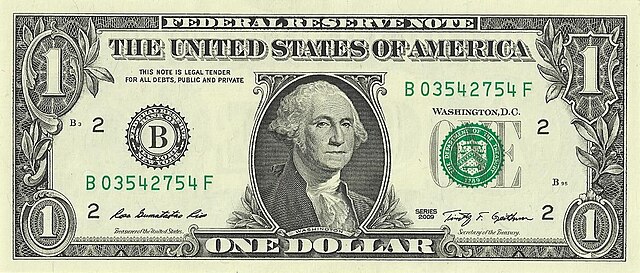 us one dollar bill, obverse, series 2009